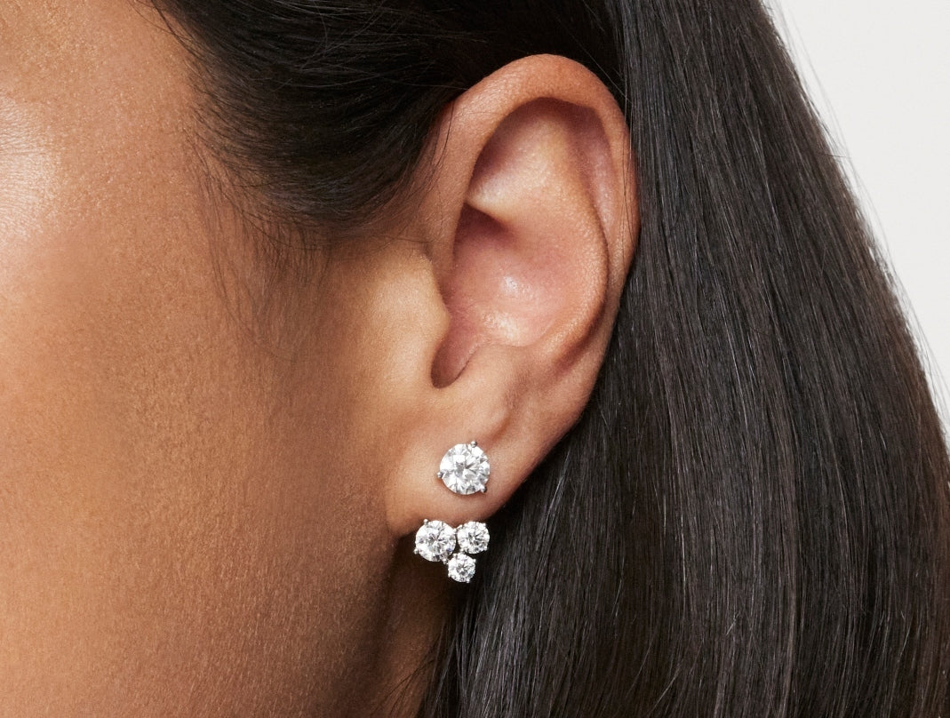 Lab-Grown Diamond 1⅘ct. tw. Round Brilliant Cluster Ear Jacket Earrings | White