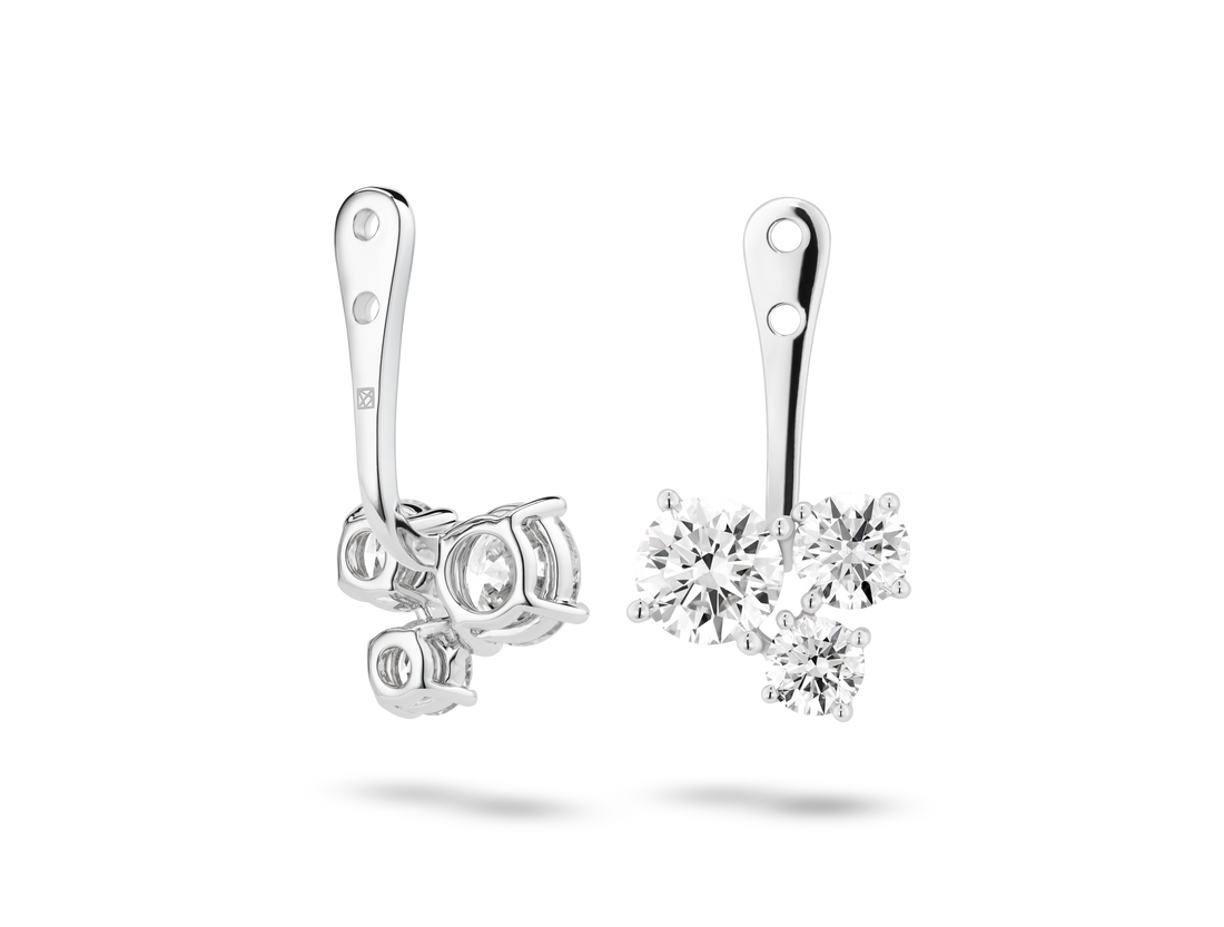 Lab-Grown Diamond 1⅘ct. tw. Round Brilliant Cluster Ear Jacket Earrings | White