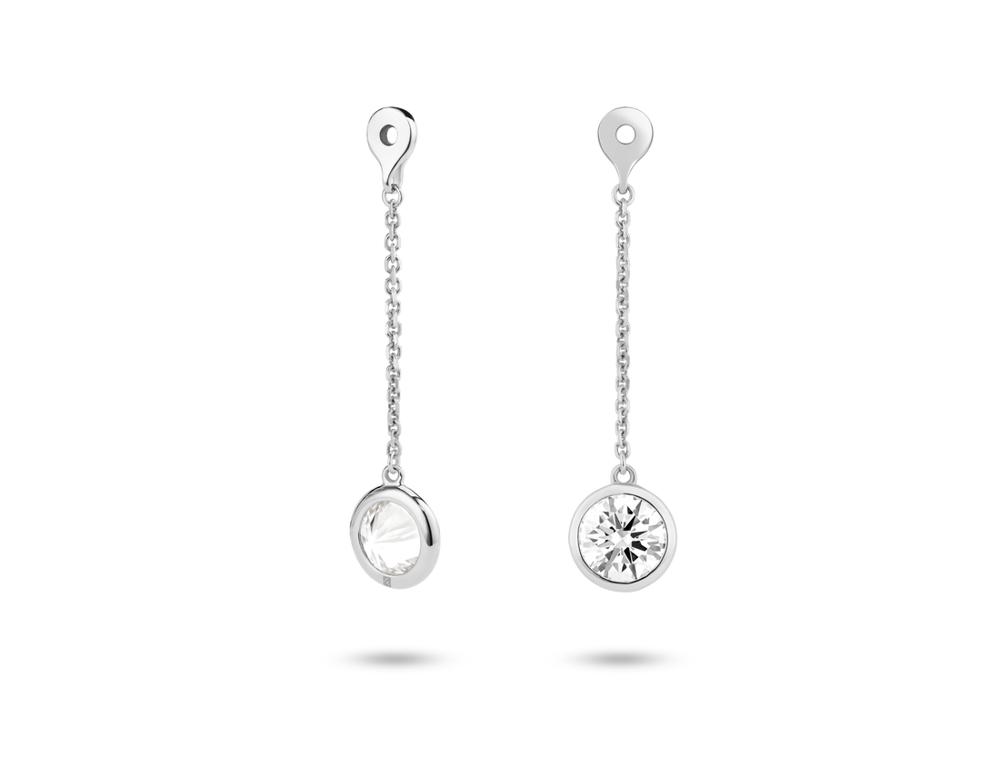 Lab-Grown Diamond 1ct. tw. Round Brilliant Bezel Ear Jacket Earrings | White