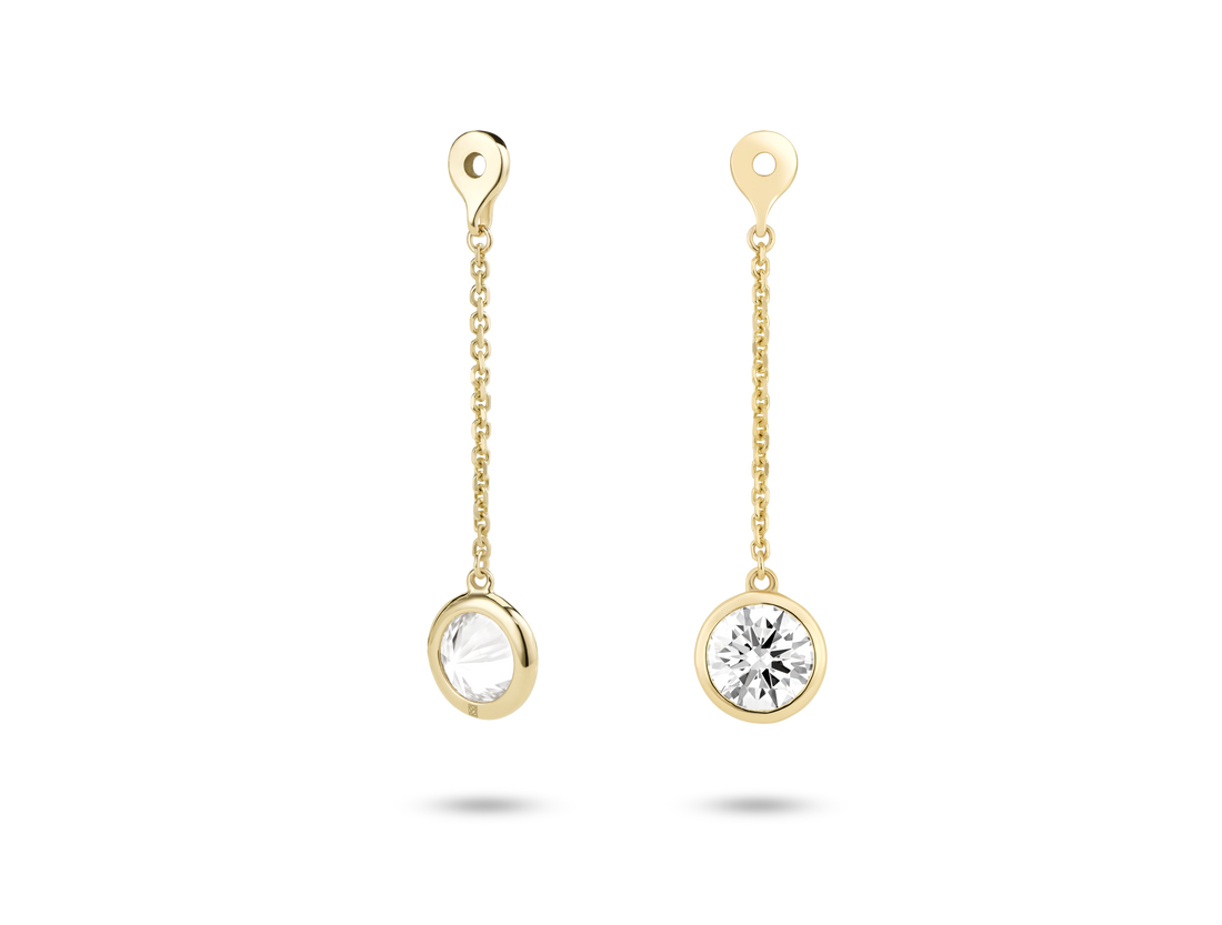 Lab-Grown Diamond 1ct. tw. Round Brilliant Bezel Ear Jacket Earrings | White