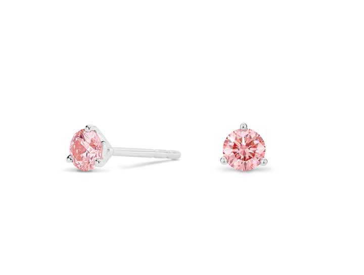 Lab-Grown Diamond ½ct. tw. Round Brilliant Solitaire Studs | Pink