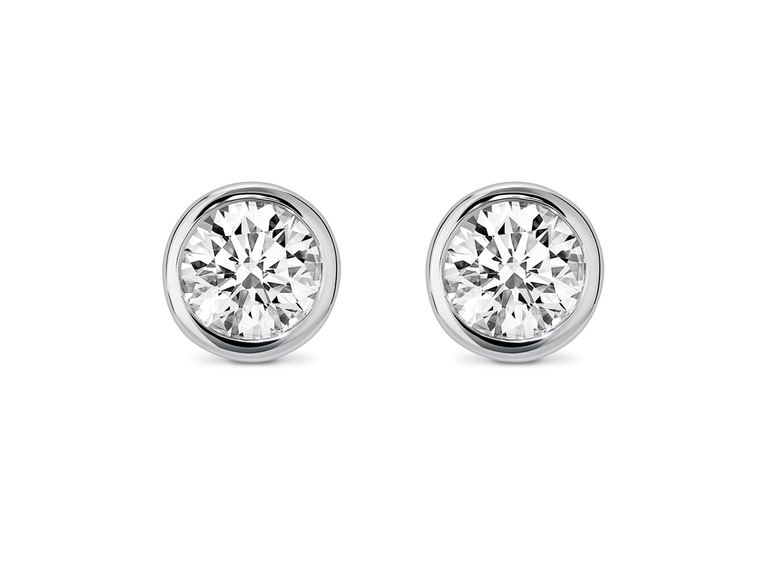 Basics Lab-Grown Diamond 1ct. tw. Round Brilliant Bezel Studs | White