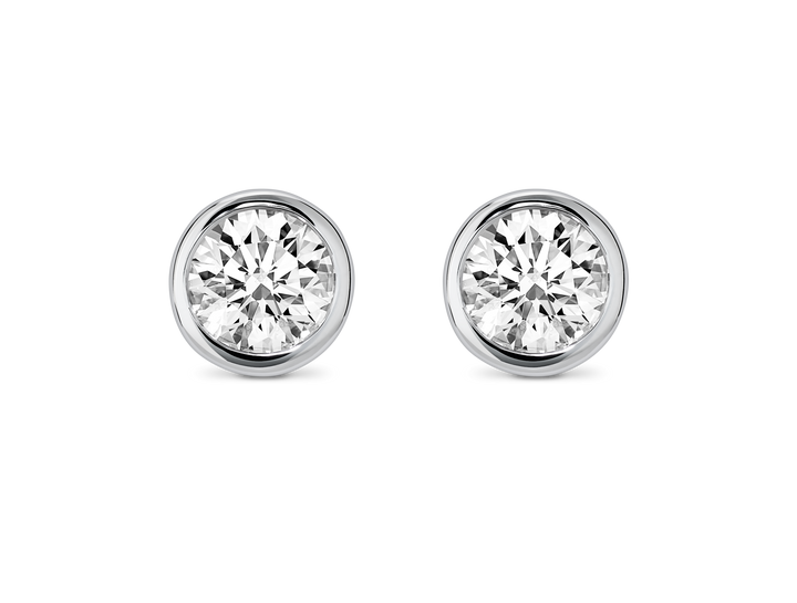 Basics Lab-Grown Diamond 1ct. tw. Round Brilliant Bezel Studs | White