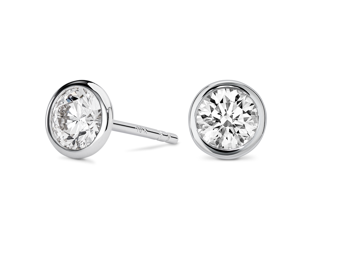 Basics Lab-Grown Diamond 1ct. tw. Round Brilliant Bezel Studs | White