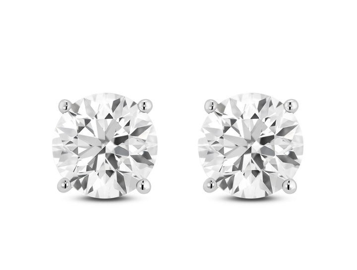 Front shot of Lightbox Finest™ 4 carat total weight round brilliant solitaire studs