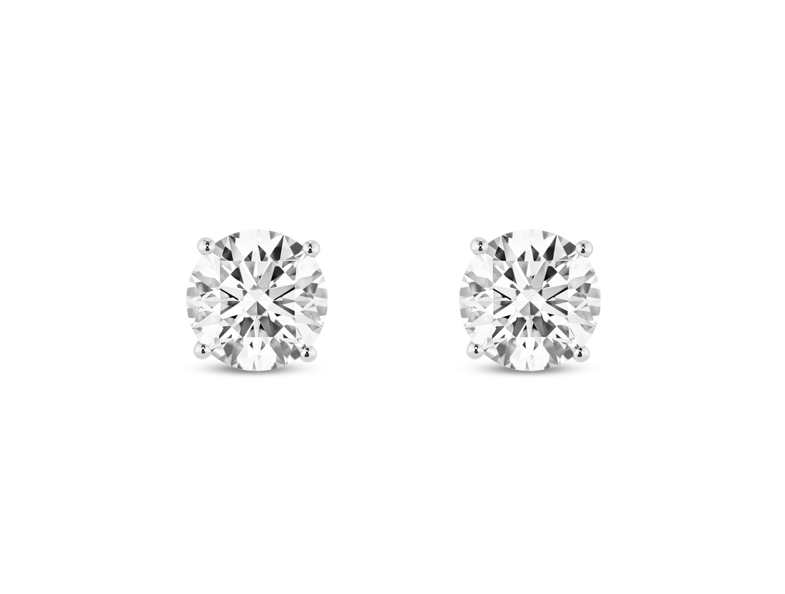 Finest Lab-Grown Diamond 2ct. tw. Round Brilliant Solitaire Studs | White