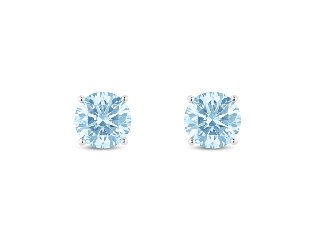 Finest Lab-Grown Diamond 2ct. tw. Round Brilliant Solitaire Studs | Blue