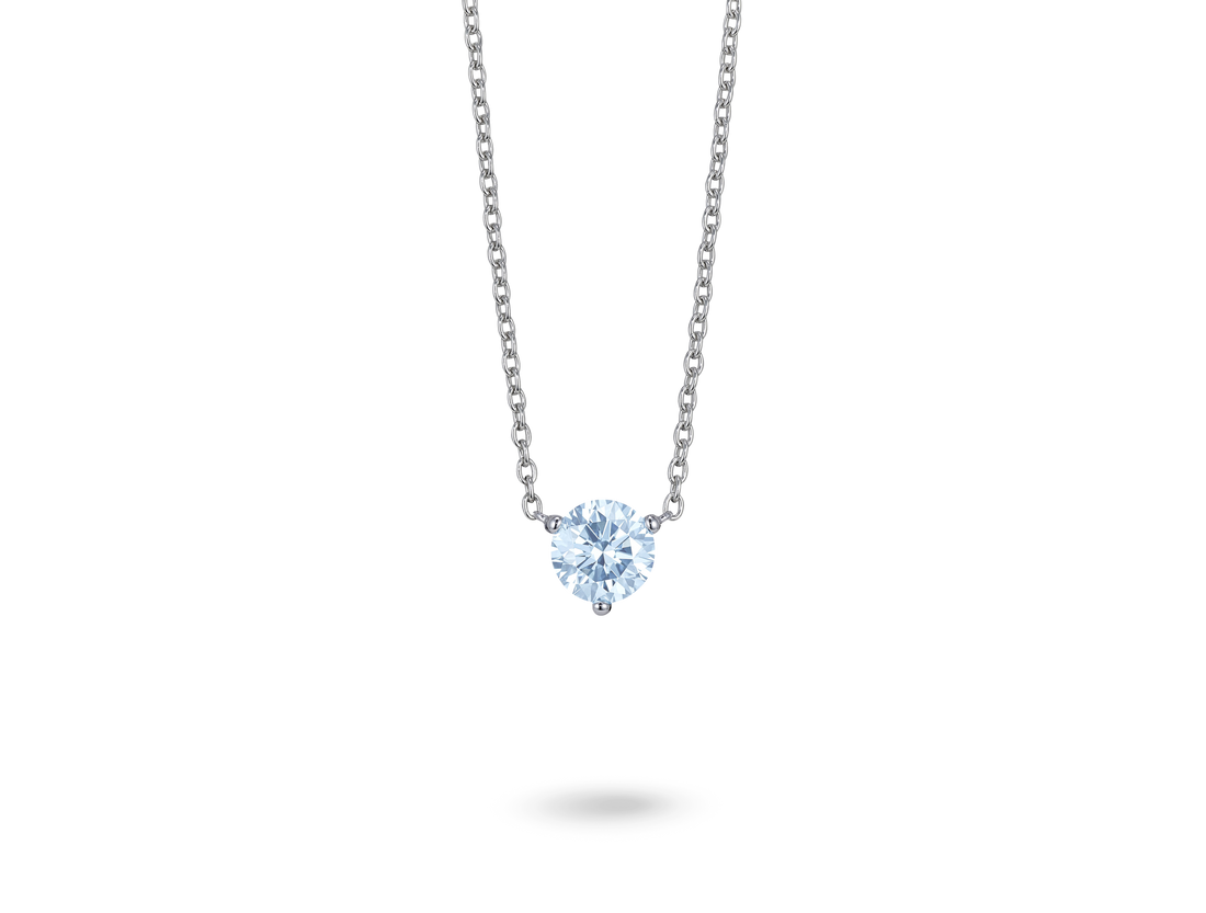 Lab-Grown Diamond 1ct. Round Brilliant Solitaire 14k Gold Pendant | Blue