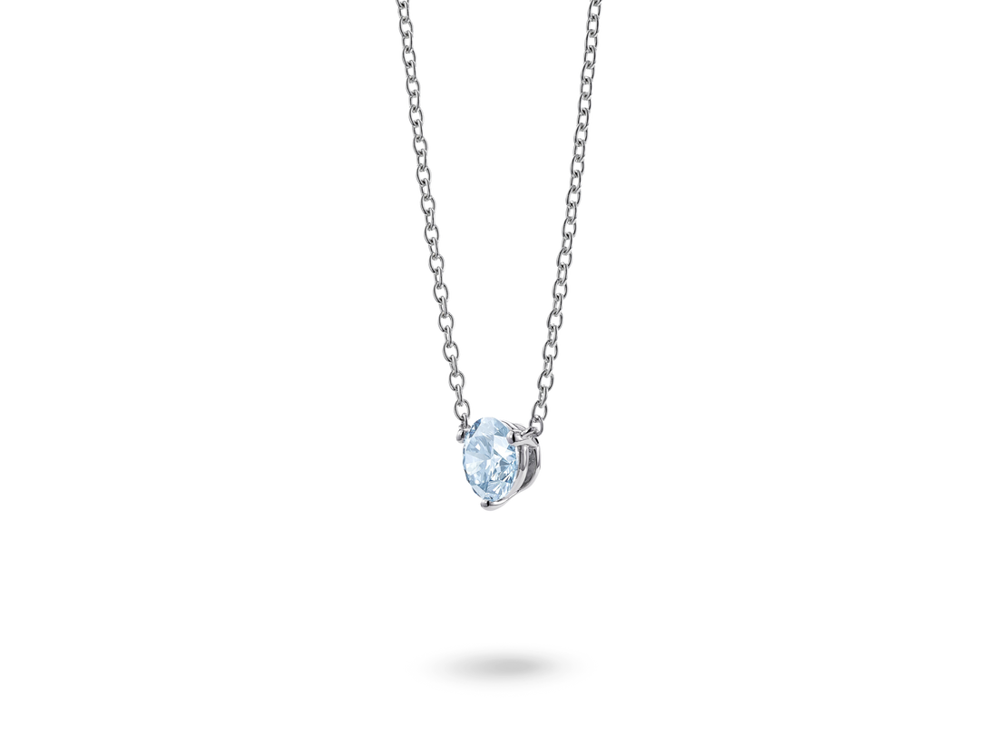 Lab-Grown Diamond 1ct. Round Brilliant Solitaire 14k Gold Pendant | Blue