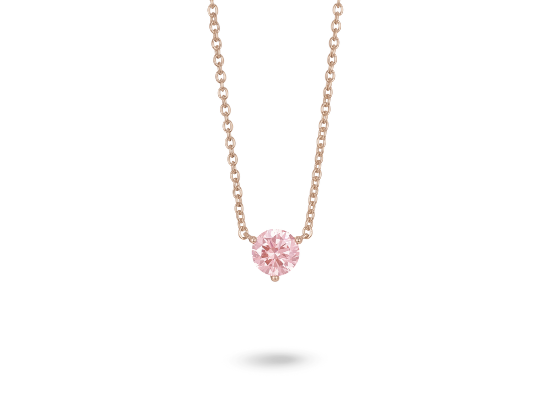 Lab-Grown Diamond 1ct. Round Brilliant Solitaire 14k Gold Pendant | Pink