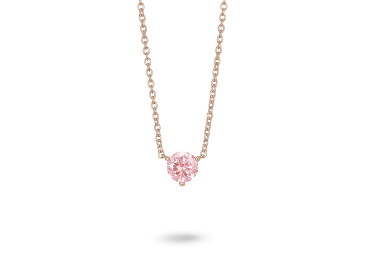 Lab-Grown Diamond 1ct. Round Brilliant Solitaire 14k Gold Pendant | Pink