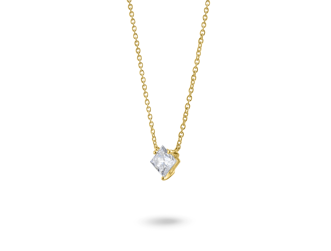 Lab-Grown Diamond 1ct. Princess Cut 14k Gold Pendant | White