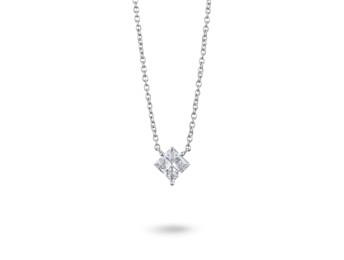 Lab-Grown Diamond 1⅛ct. Princess Cut 14k Gold Pendant | White