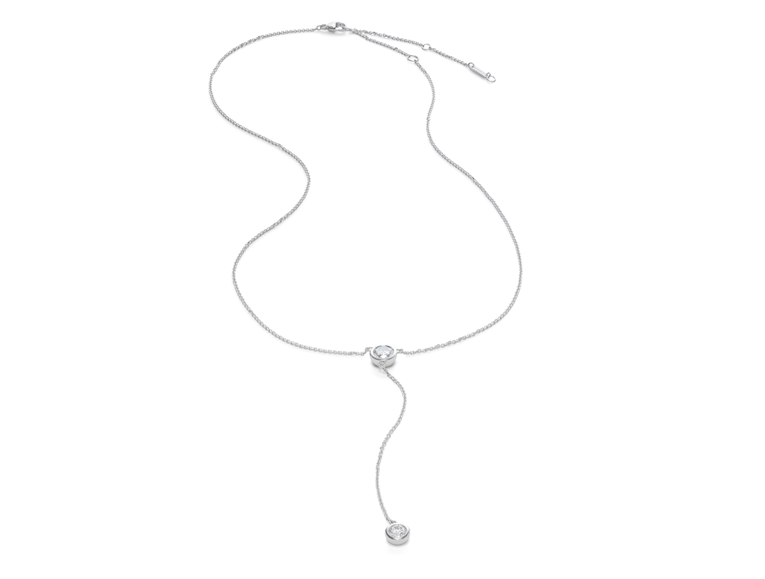 Lab-Grown Diamond ¾ct. tw. Round Brilliant Bezel Lariat Pendant | White