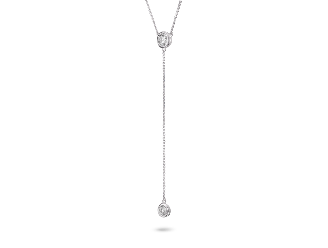 Lab-Grown Diamond ¾ct. tw. Round Brilliant Bezel Lariat Pendant | White