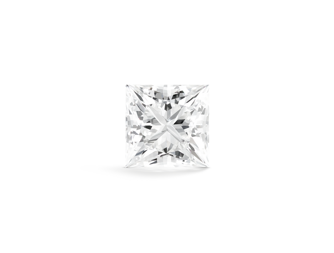 Top view of Lightbox Finest™ white 2 carat princess cut diamond