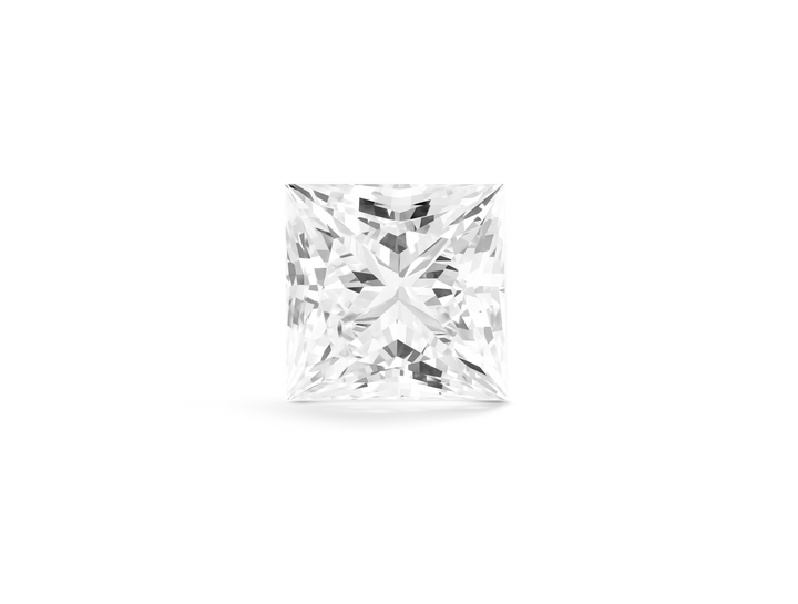 Top view of Lightbox Finest™ white 2.5 carat princess cut diamond