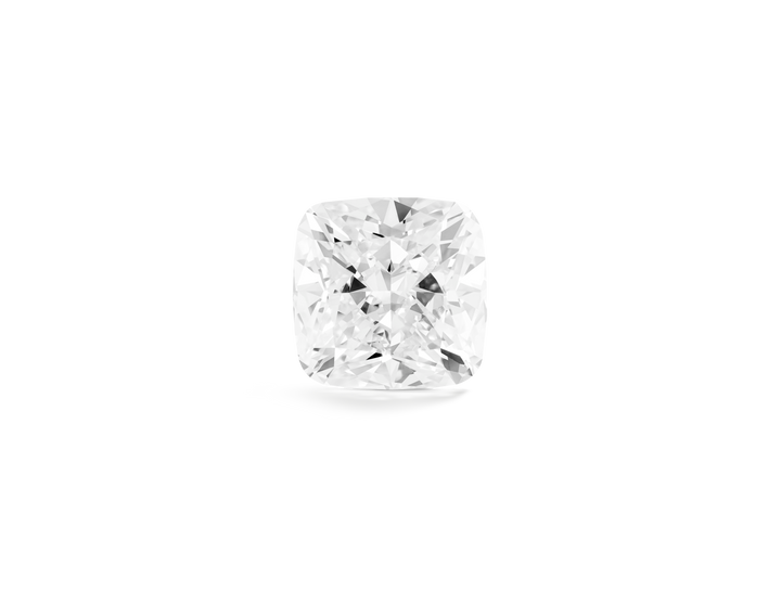 Top view of Lightbox Finest™ white 2 carat cushion cut diamond