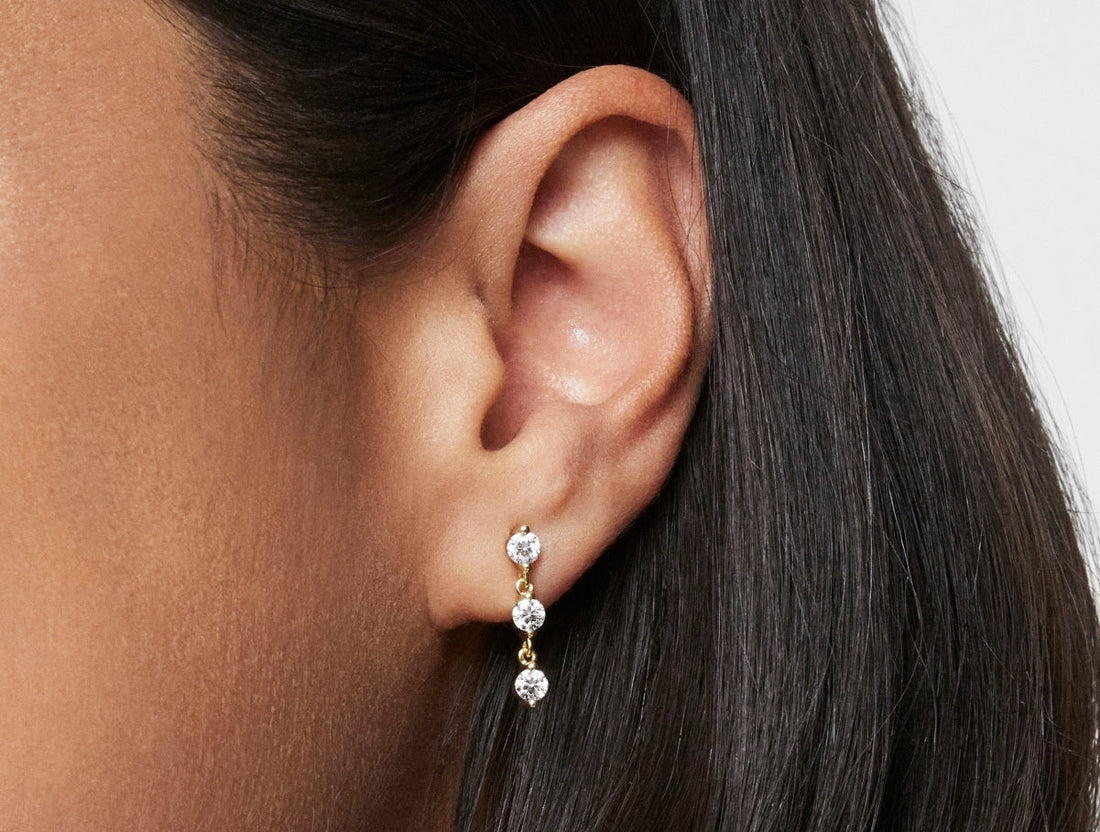 Lab-Grown Diamond ⁸⁄₉ct. tw Round Brilliant Line Drop Earrings | White