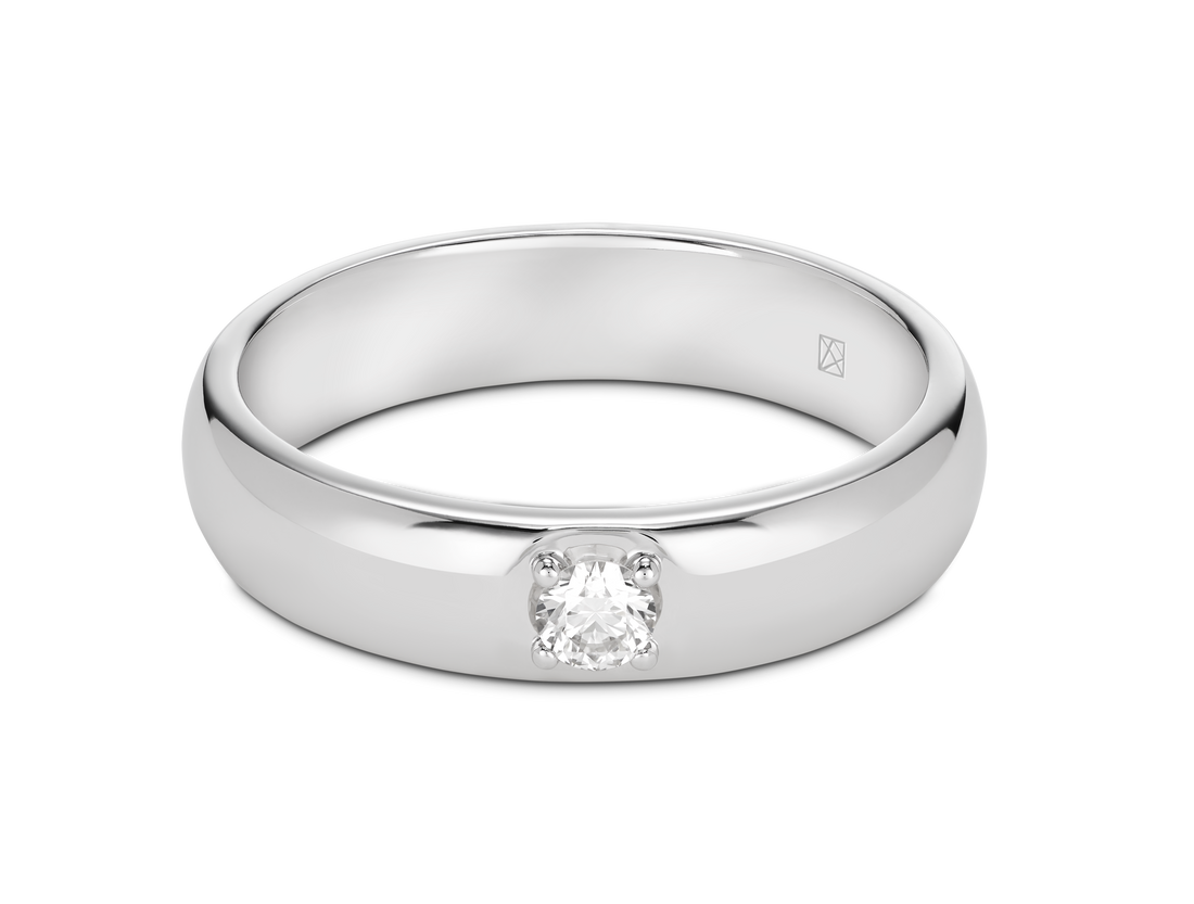 Modern inset stacking ring with 0.1 carat stone in 14k white gold